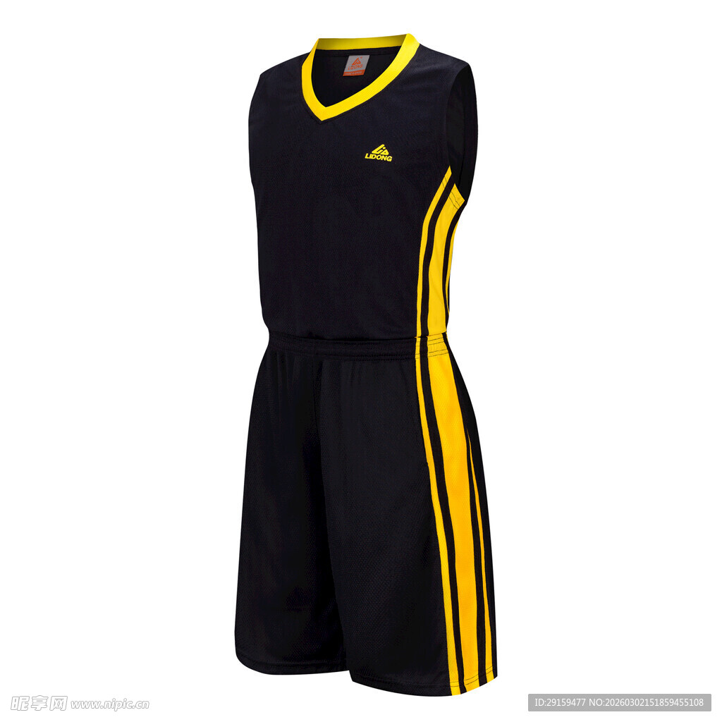 黑色黄条纹篮球运动套装