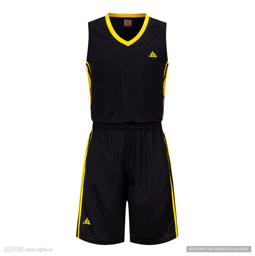 黑色黄边篮球运动套装
