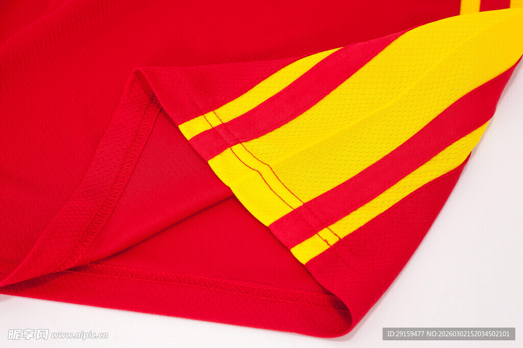 红底黄条纹运动布料