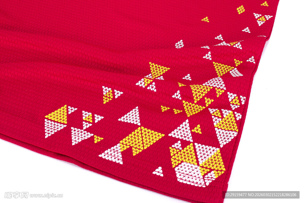 红色几何图案三角巾