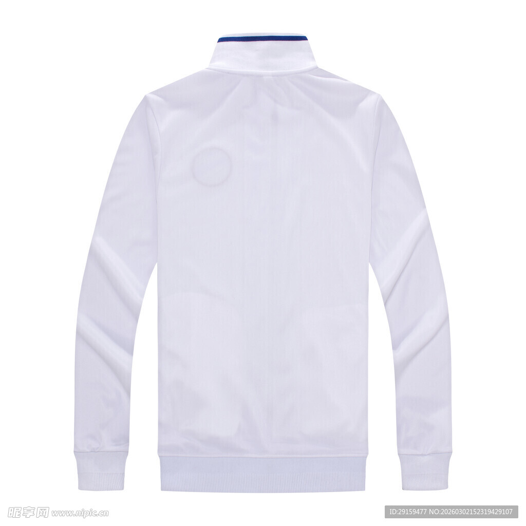 白色立领运动外套背面