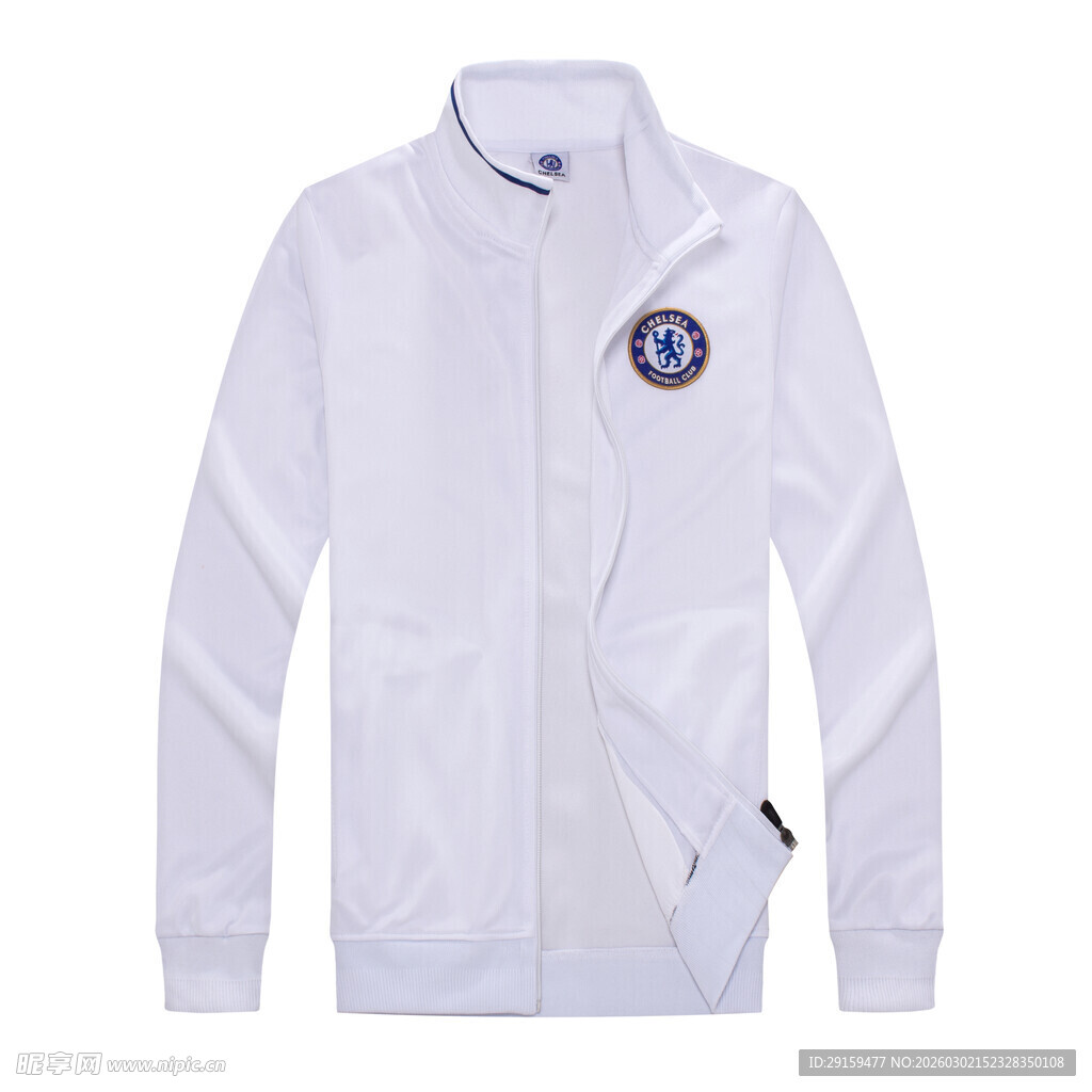 白色拉链立领休闲运动外套