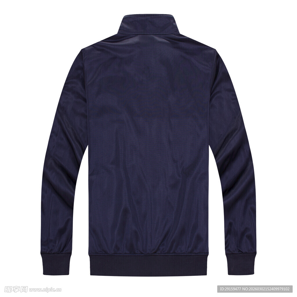 深蓝色立领夹克背面展示