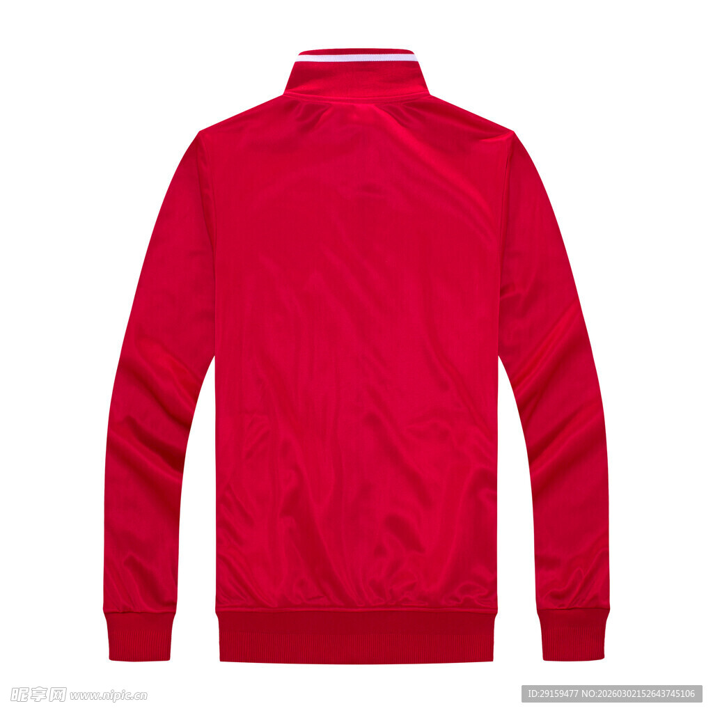 红色男士立领长袖运动上衣