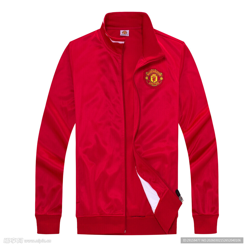 红色曼联拉链运动夹克
