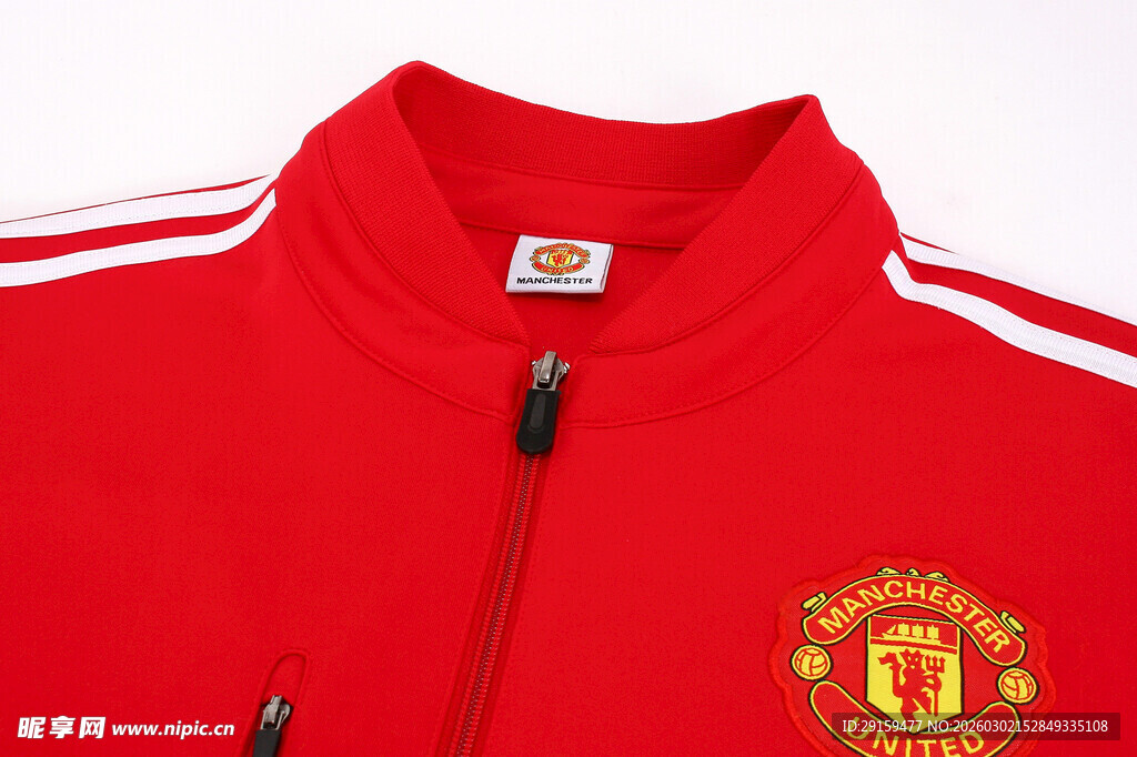 曼联红色拉链运动上衣