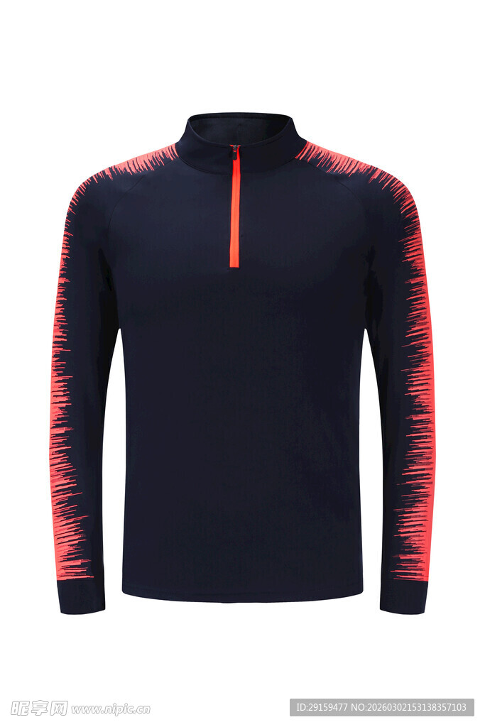 男士黑色拼接拉链运动上衣