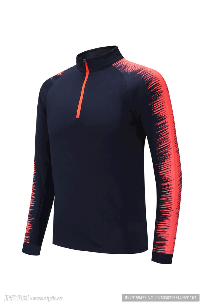 男士拼色立领长袖运动上衣