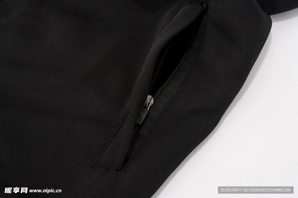 黑色衣物拉链细节特写