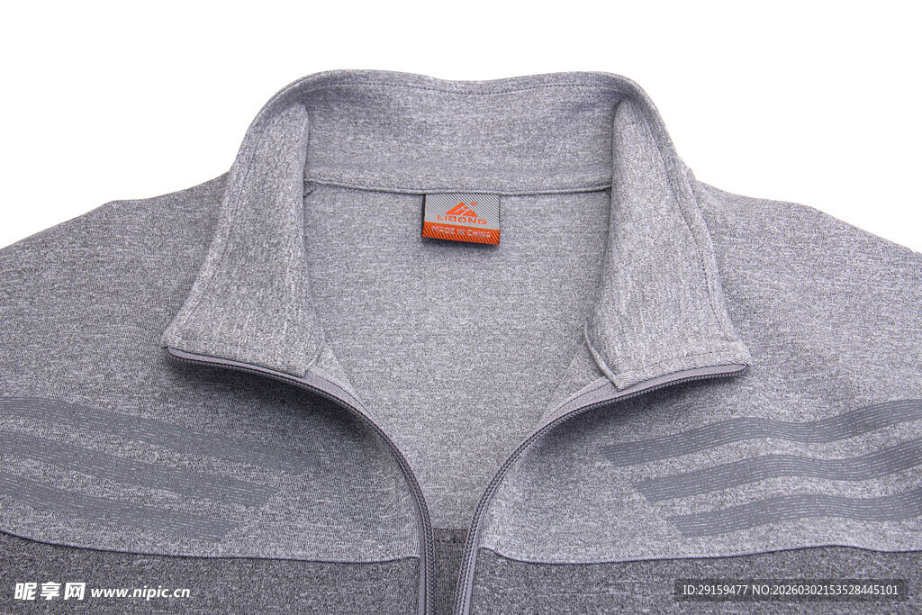 灰色拉链立领针织上衣