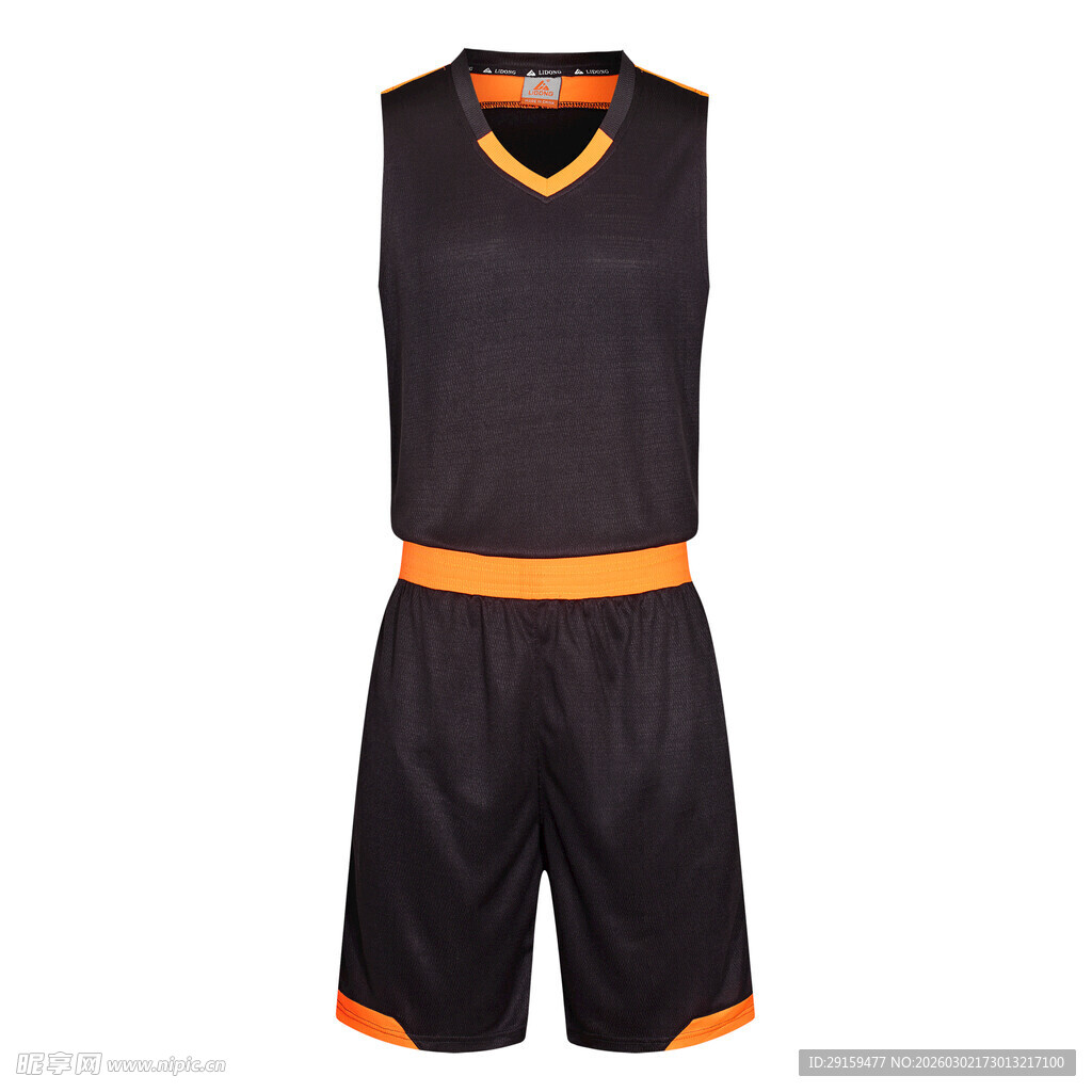 黑色配橙边篮球运动套装
