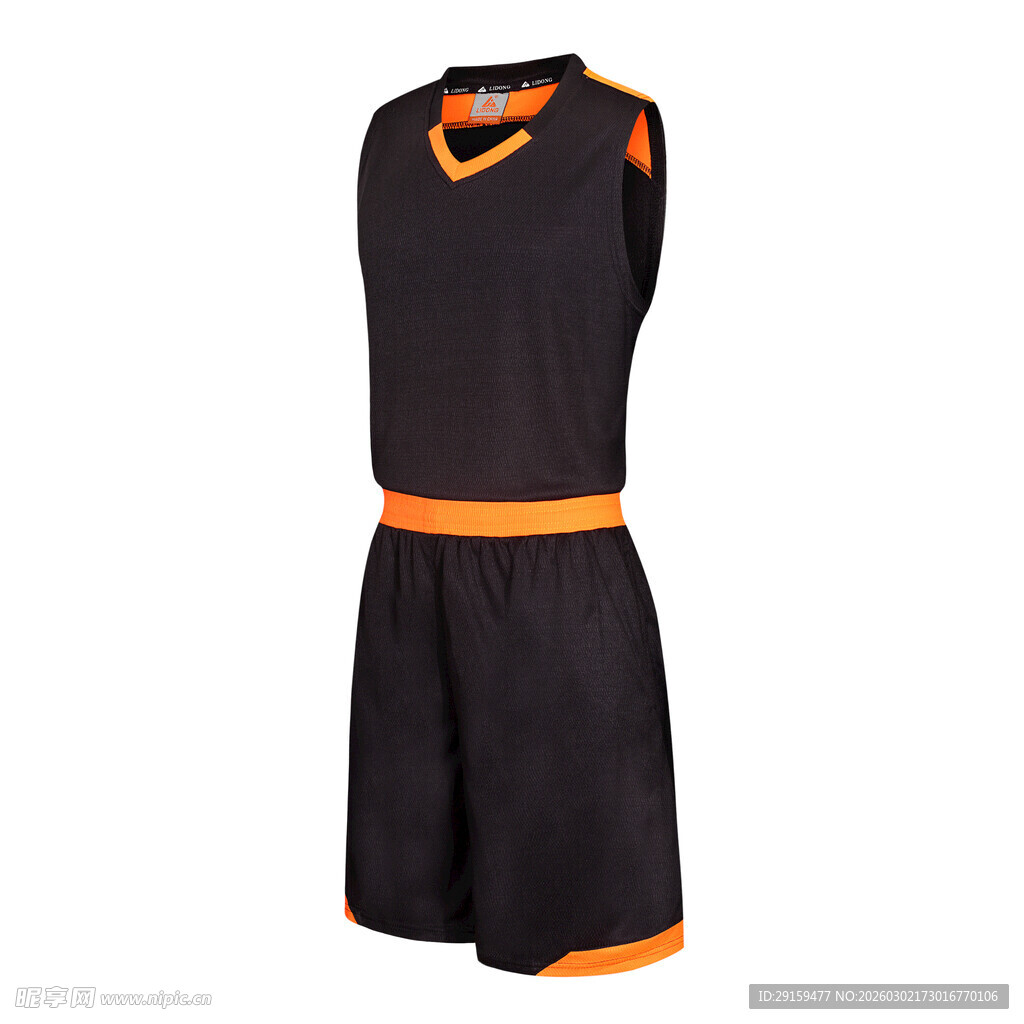 黑色配橙色篮球运动套装