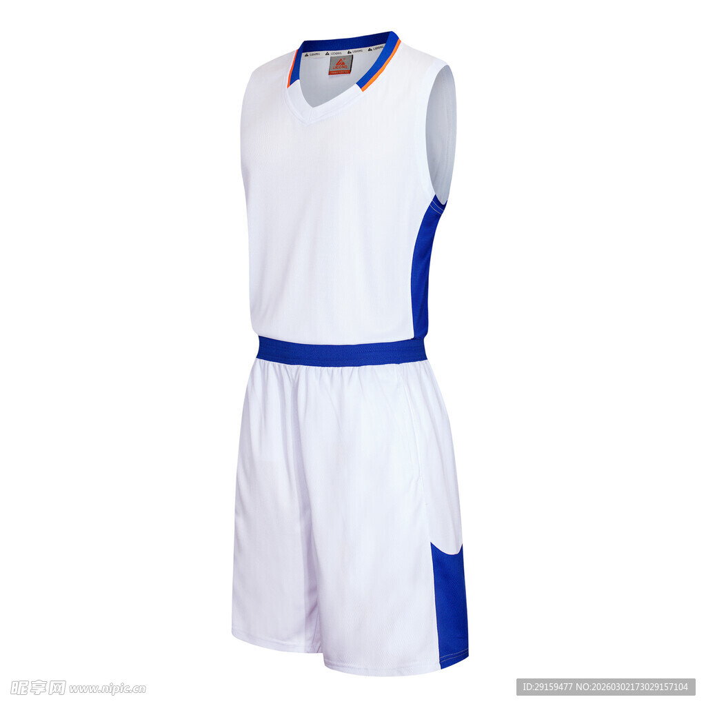 白色蓝边篮球运动套装