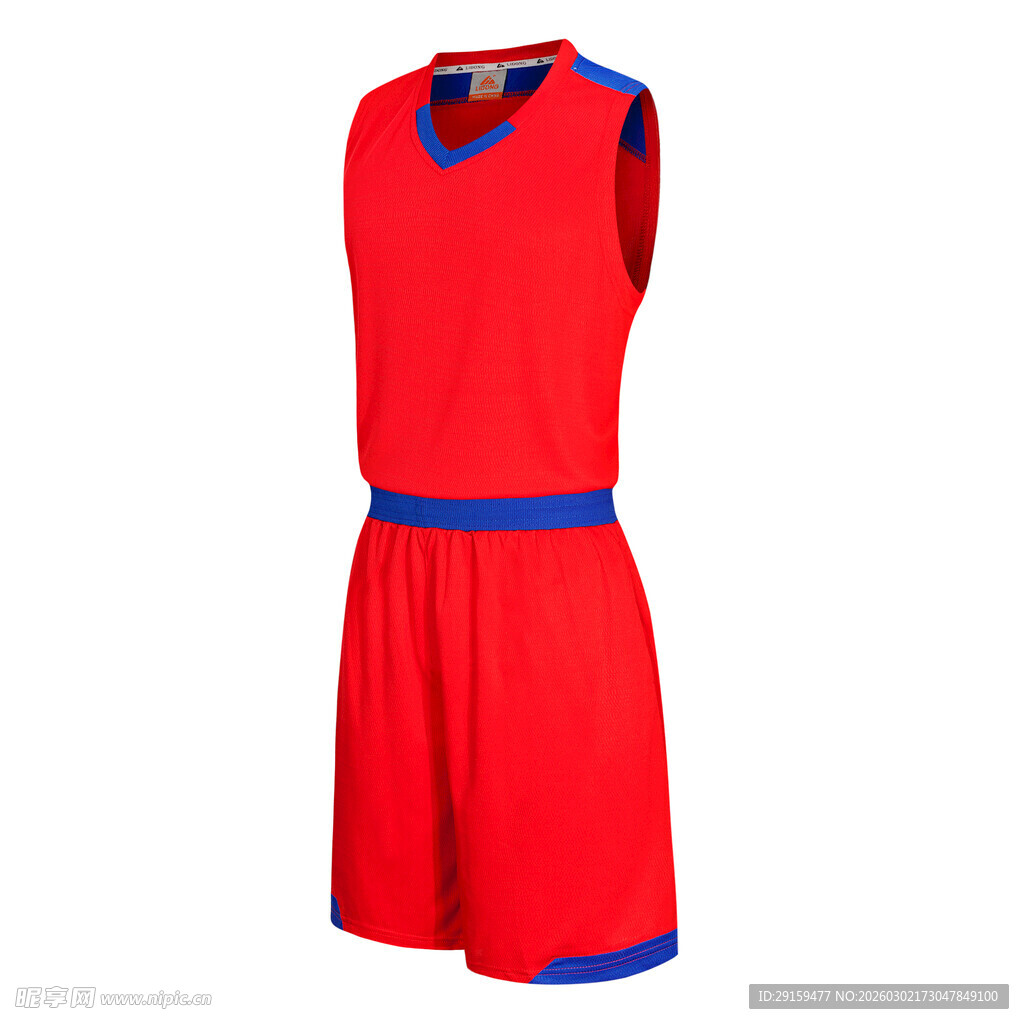 红色蓝边篮球运动套装