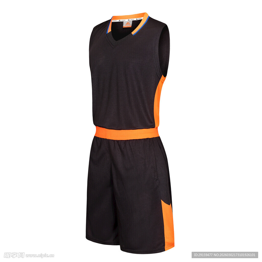 黑色配橙色篮球运动套装
