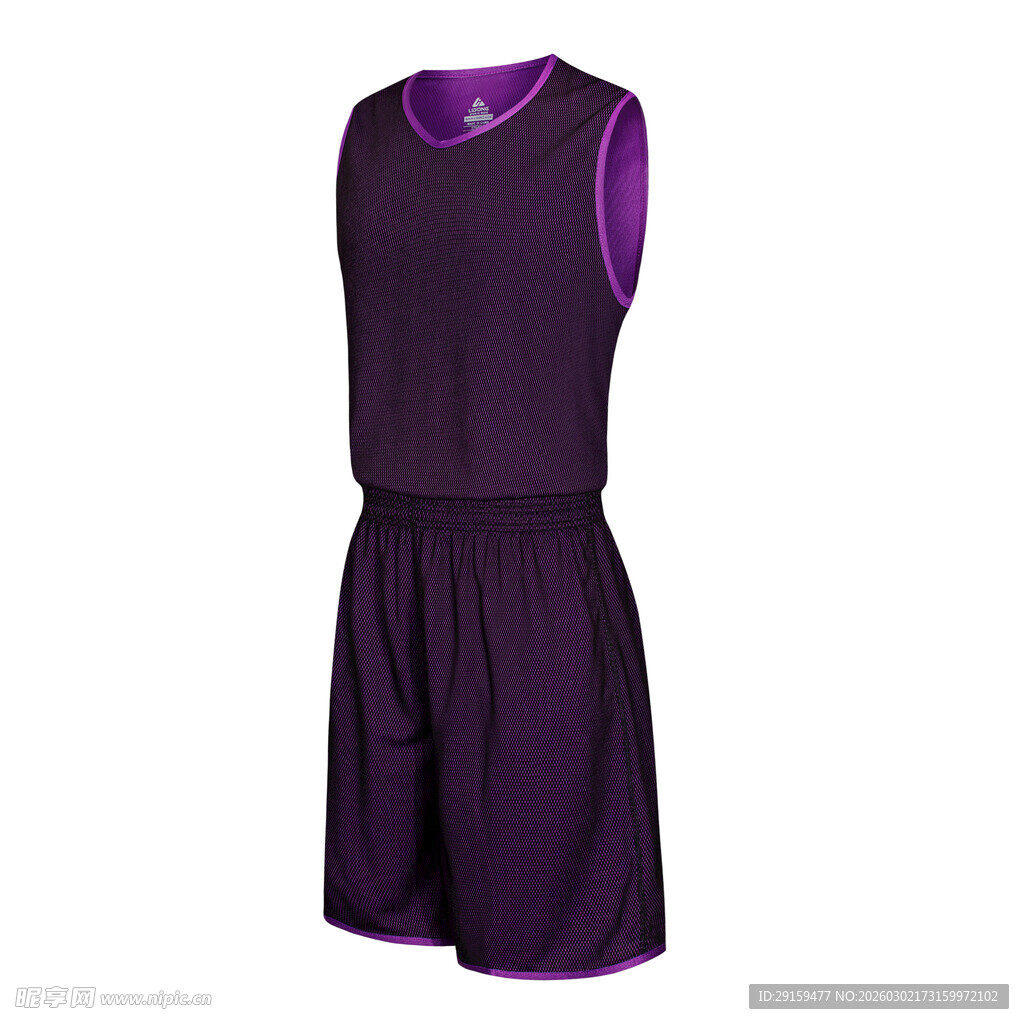 紫色无袖篮球服套装
