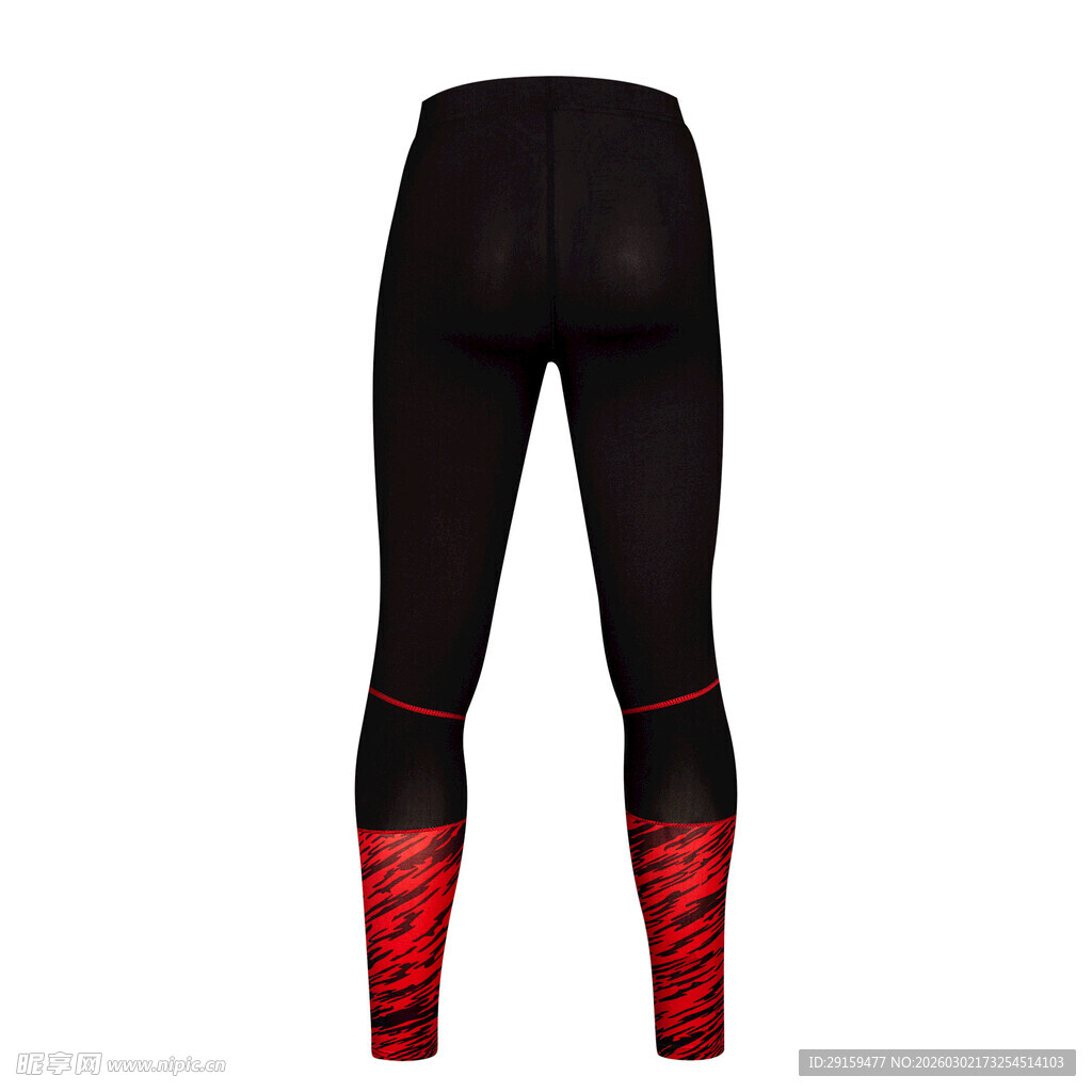 黑色红纹运动紧身长裤