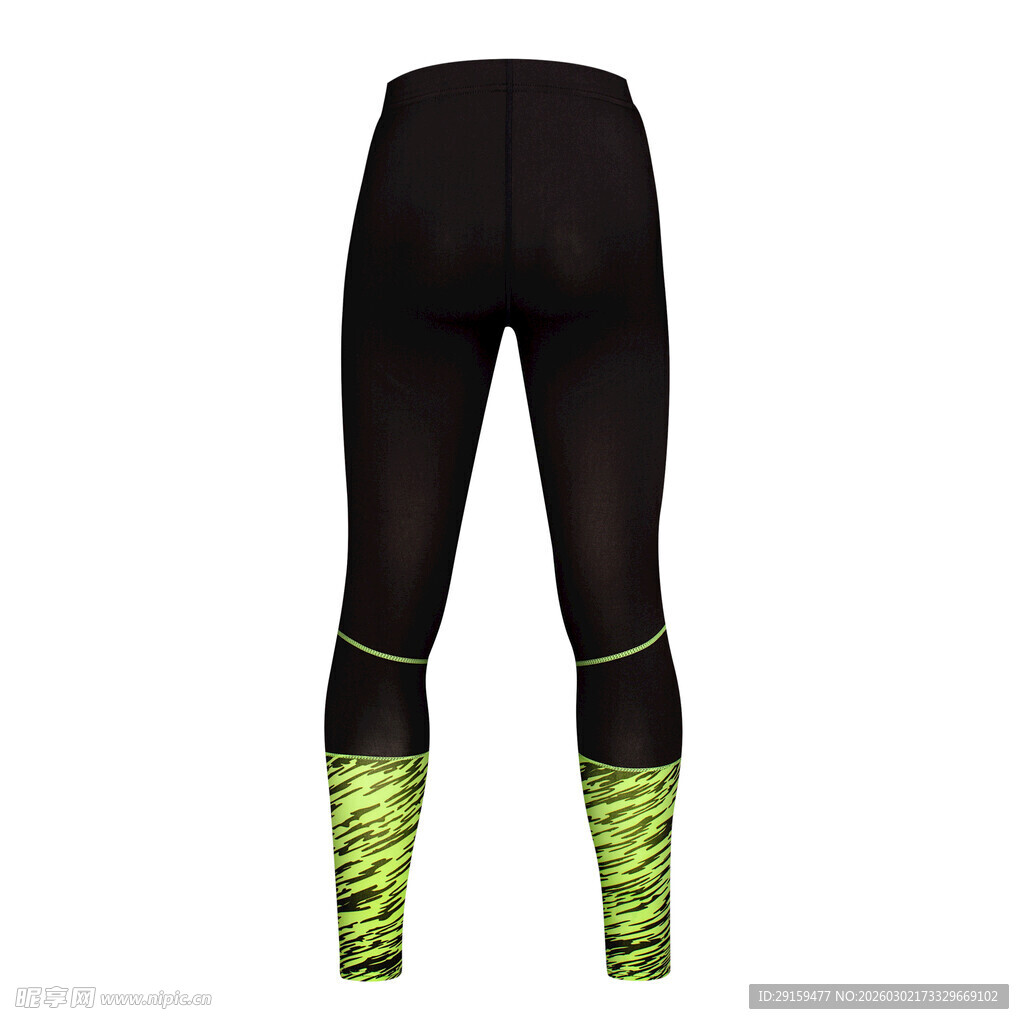 黑色运动裤配荧光绿装饰
