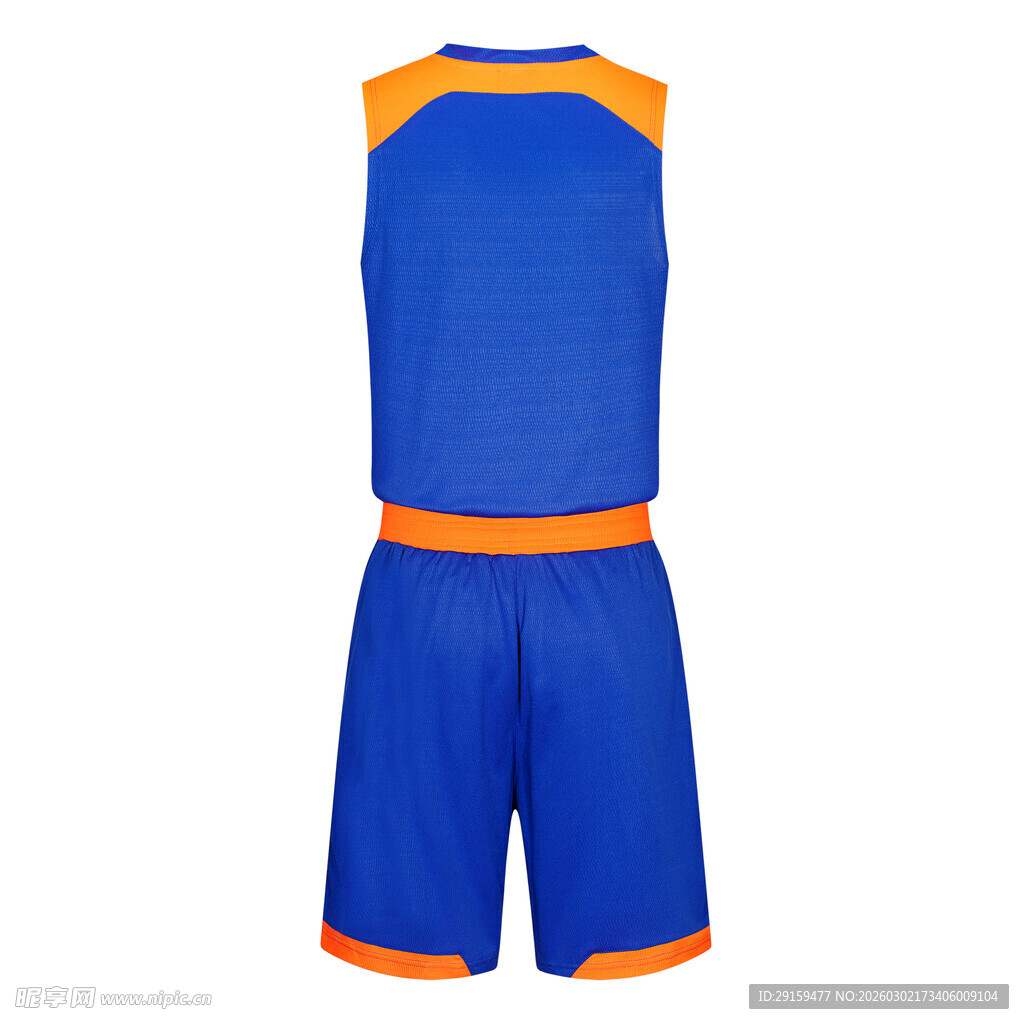 蓝橙拼接篮球运动套装