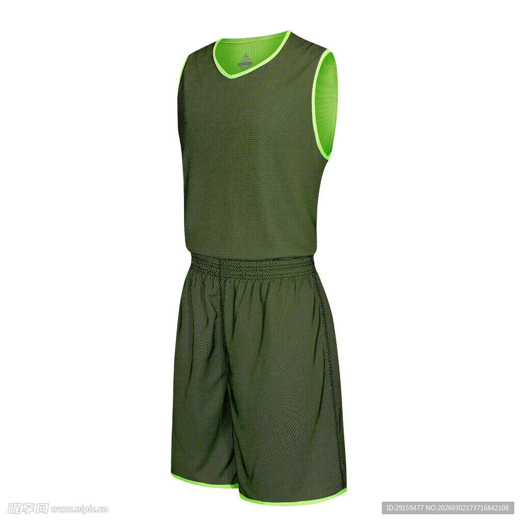 绿色无袖篮球运动套装