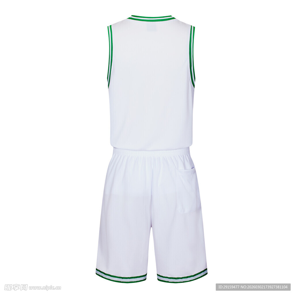 白色绿边篮球运动套装
