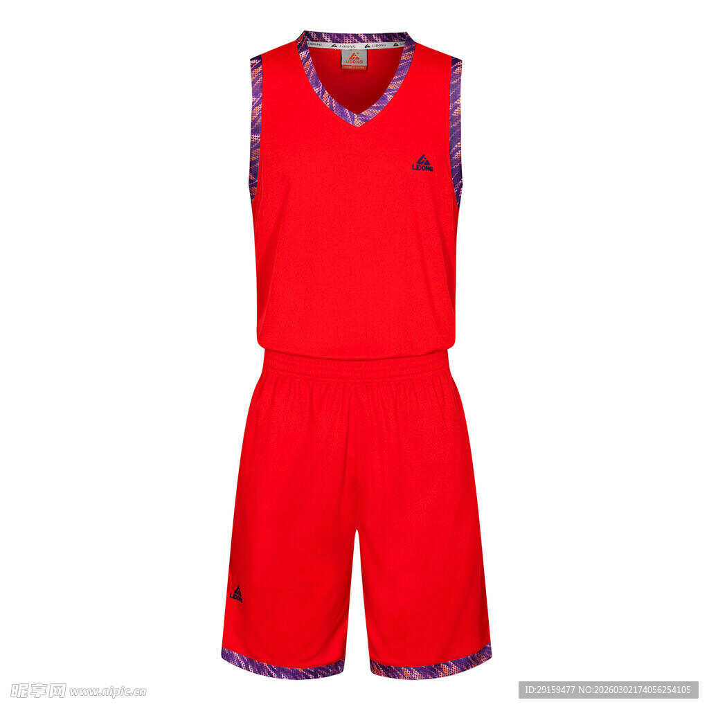 红色篮球运动套装