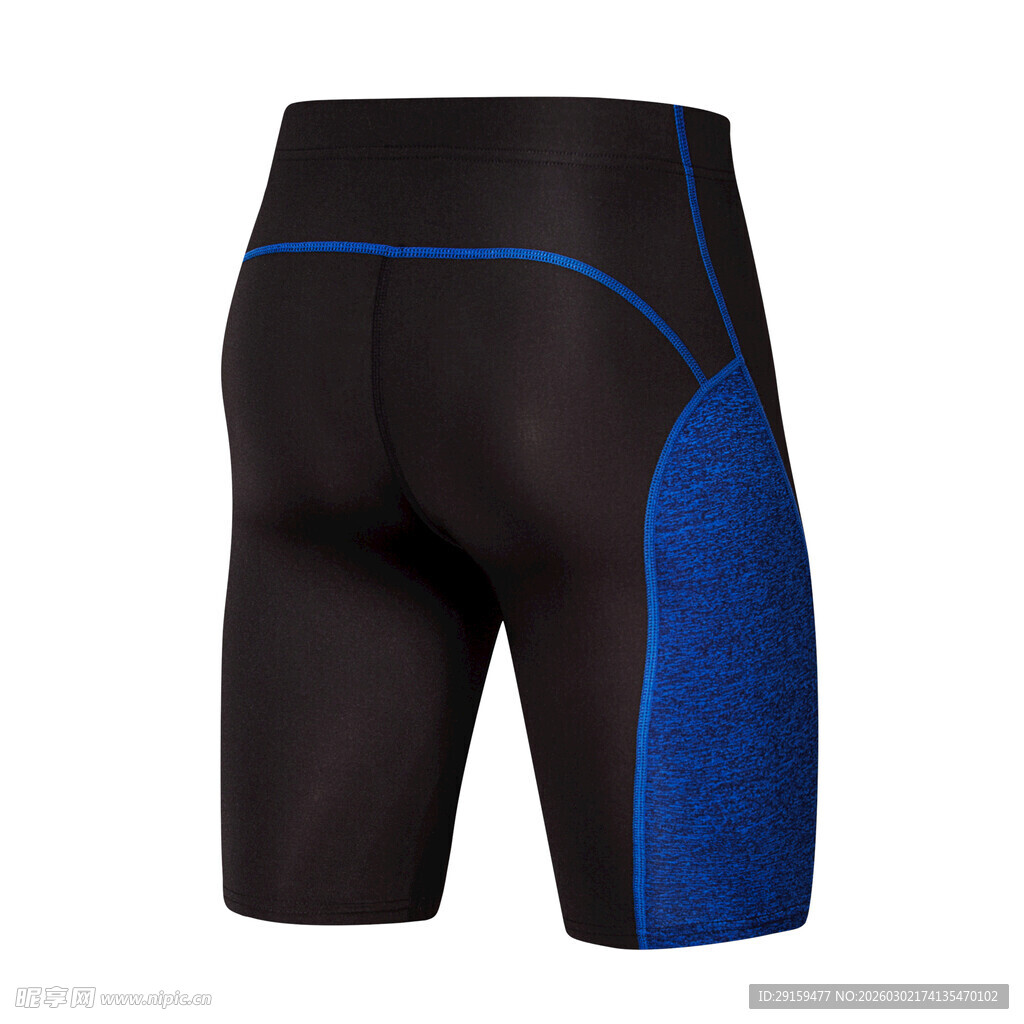 黑色蓝边运动短裤