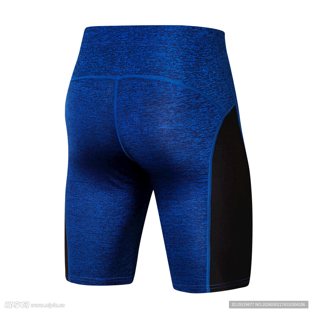 蓝色运动短裤背影展示