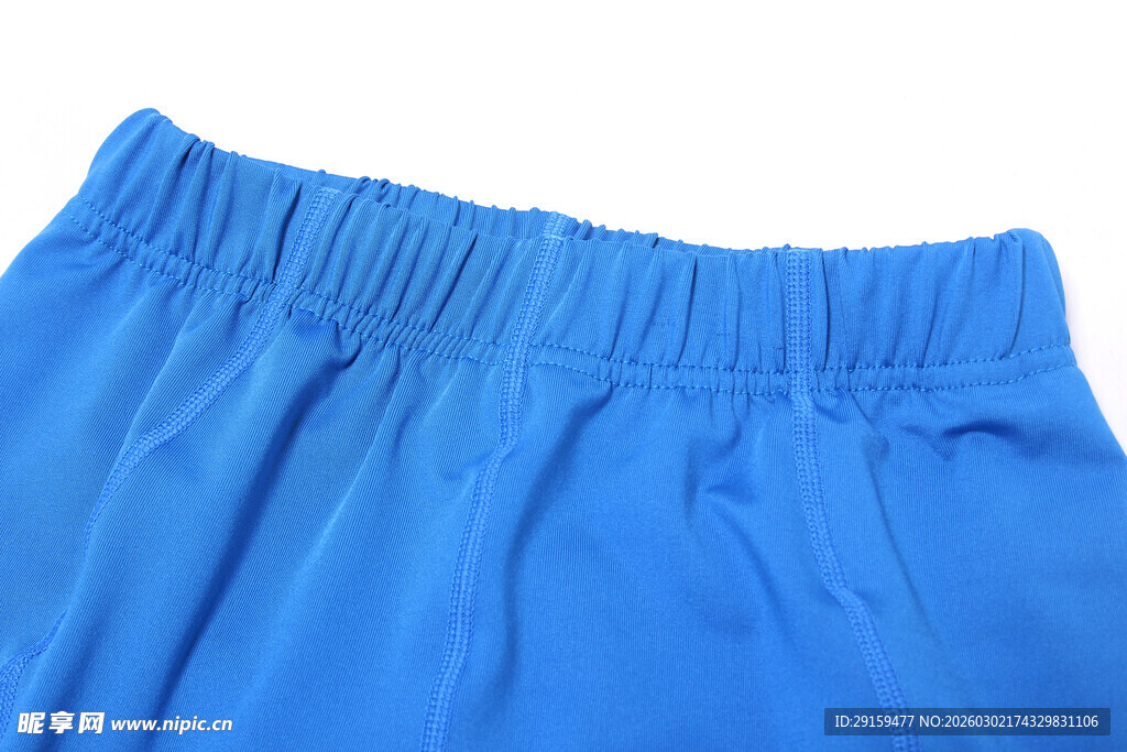 蓝色松紧腰休闲裤