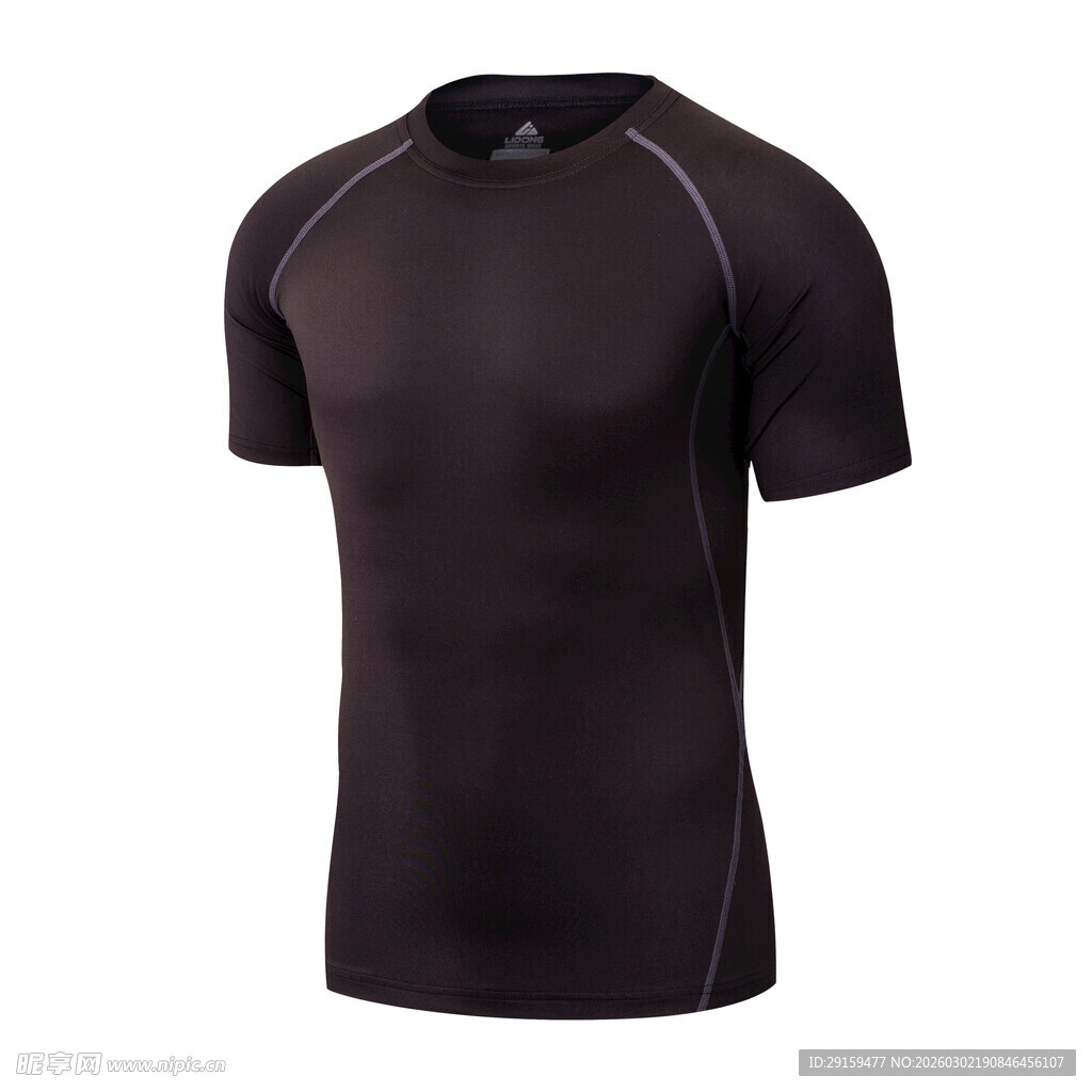 黑色紧身运动短袖T恤