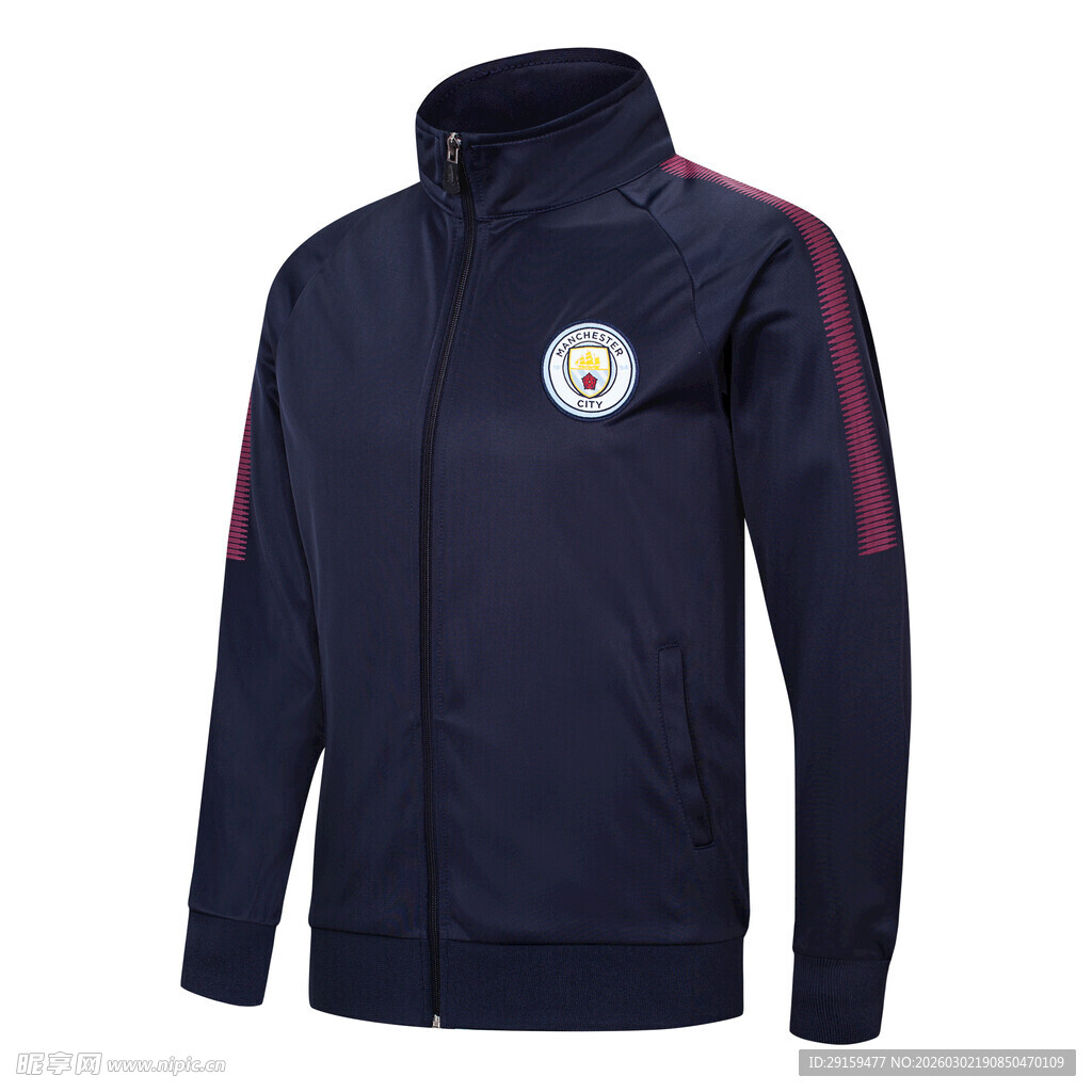 深蓝色带标运动夹克外套