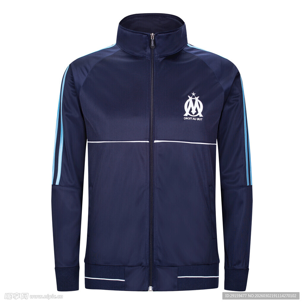 深蓝色运动拉链外套