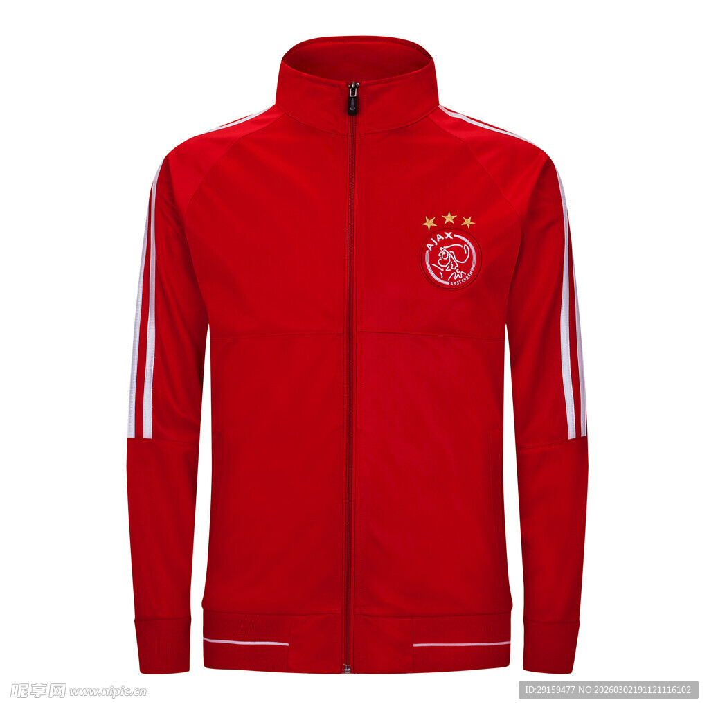 红色运动拉链外套