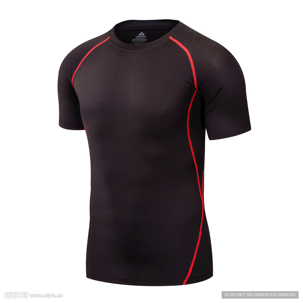 黑色红边运动紧身短袖