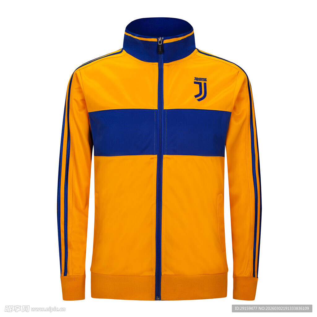 黄色蓝条纹足球运动夹克