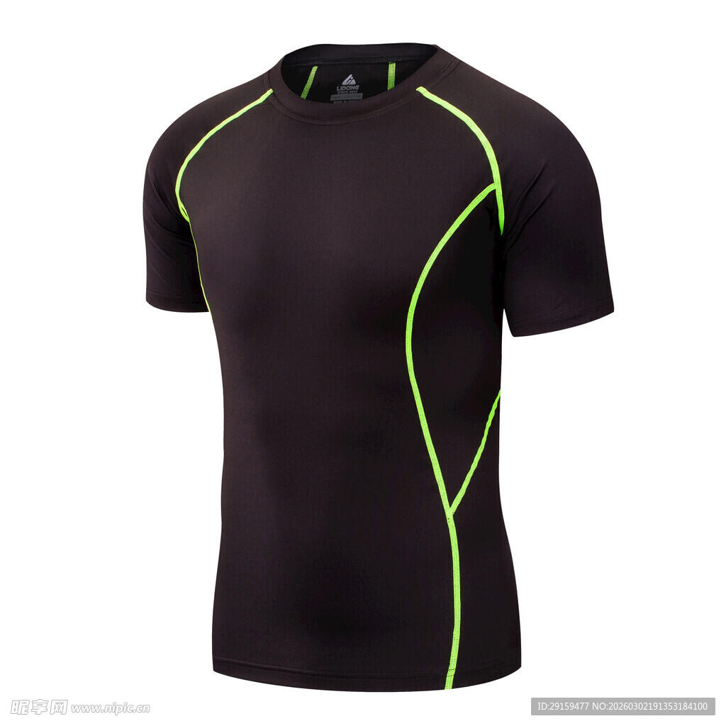 黑色运动紧身短袖T恤