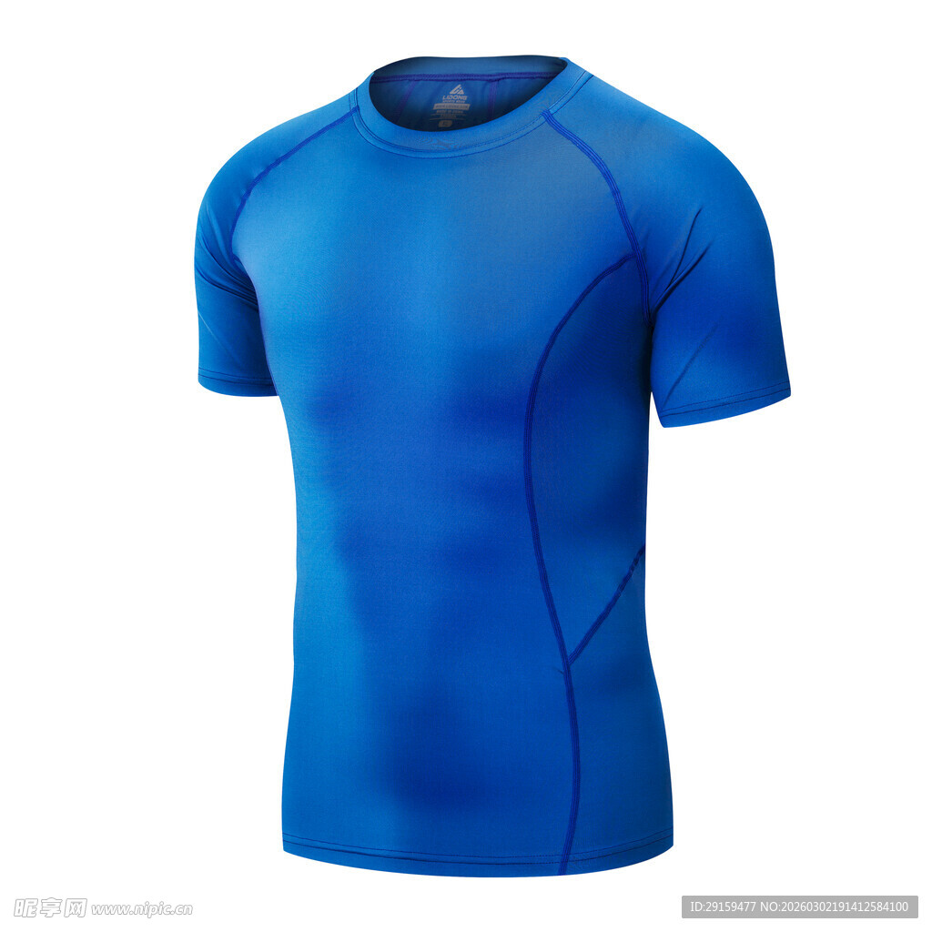 蓝色紧身运动T恤