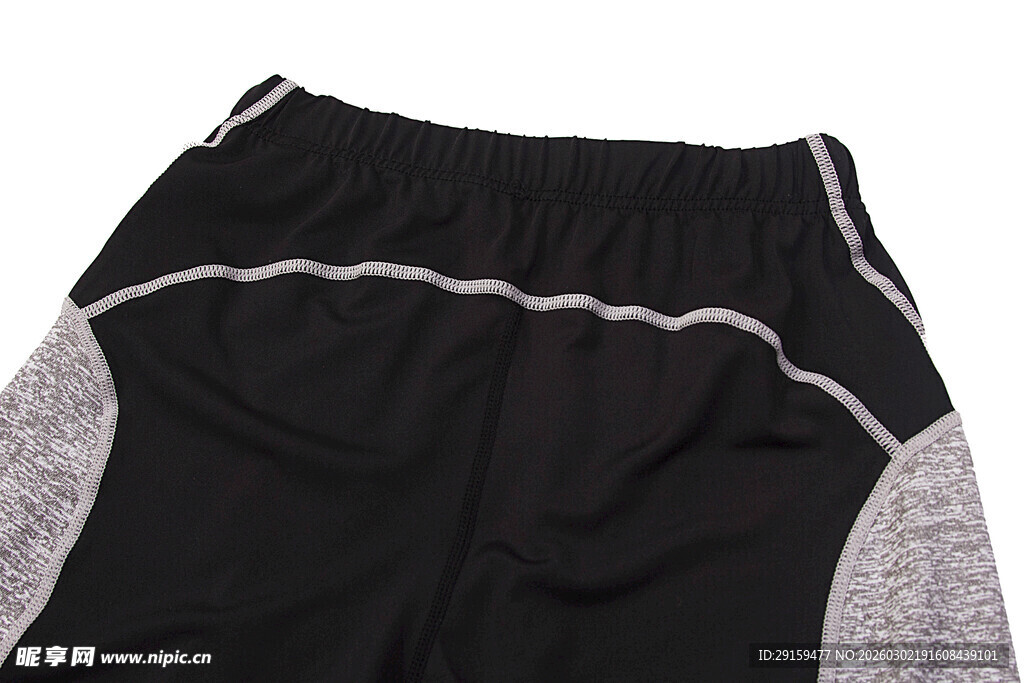 黑色拼接运动休闲长裤