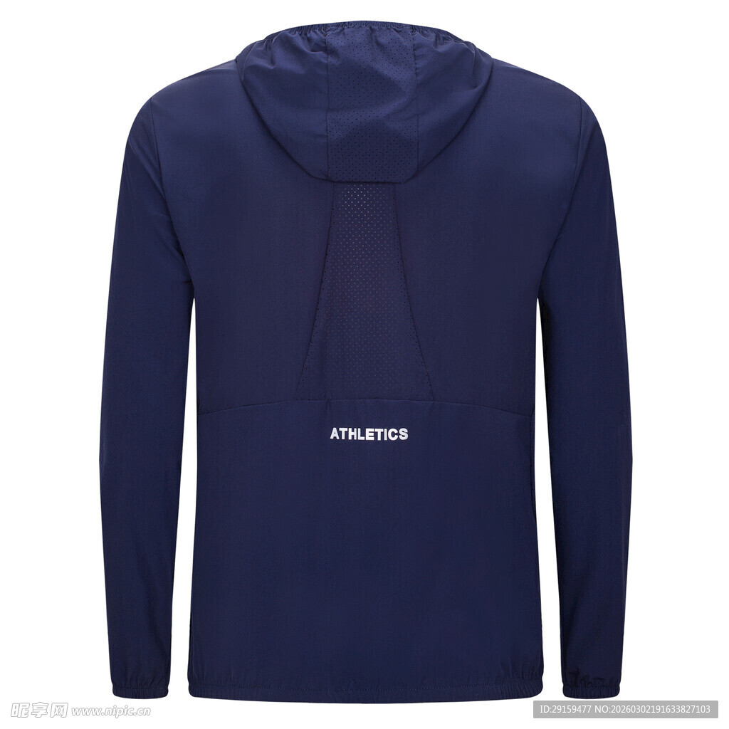 深蓝色连帽长袖卫衣