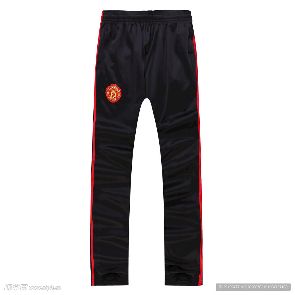 黑色侧边红条爱心休闲长裤