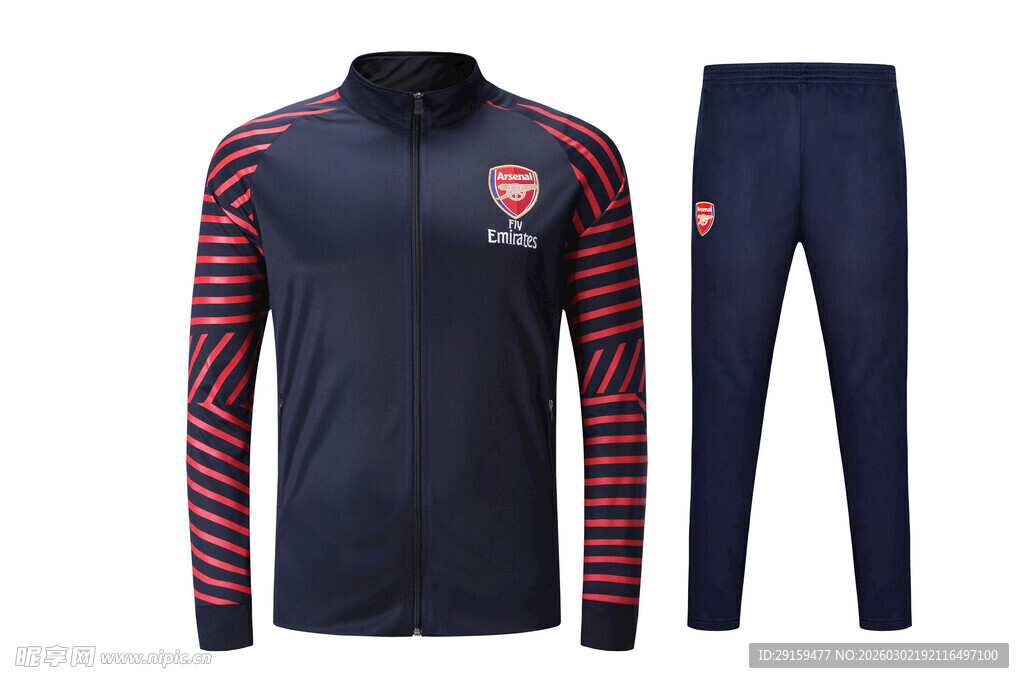 深蓝色条纹运动套装