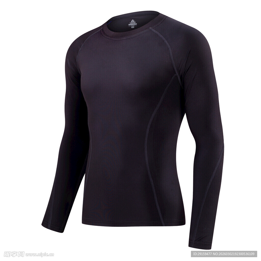 黑色长袖紧身运动上衣