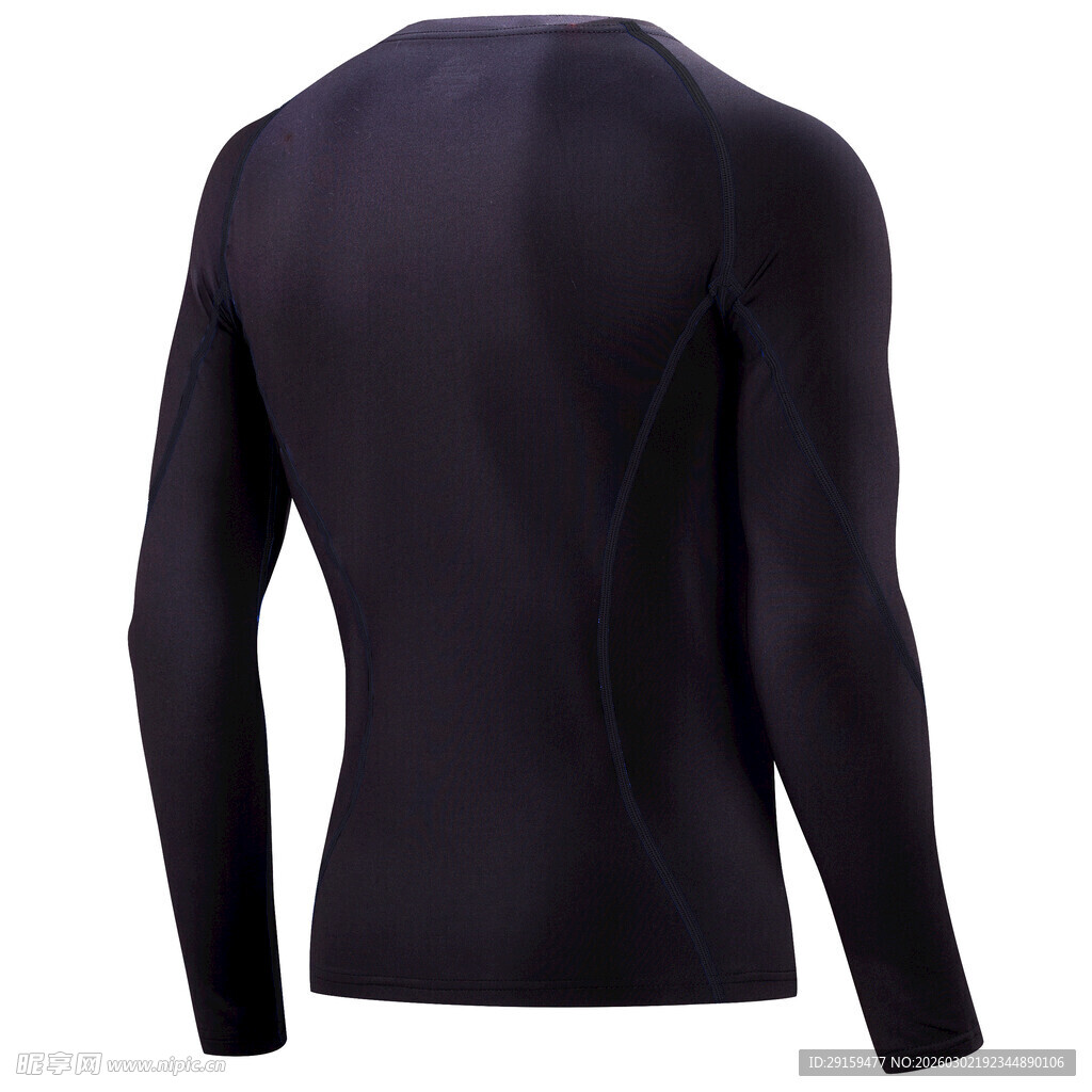 黑色长袖紧身运动上衣