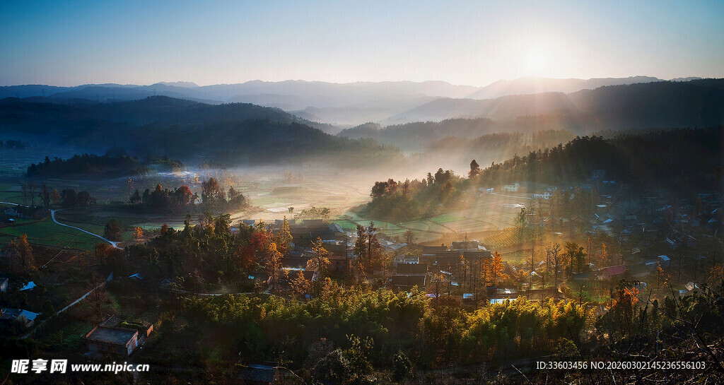 日出山林间的美丽景致