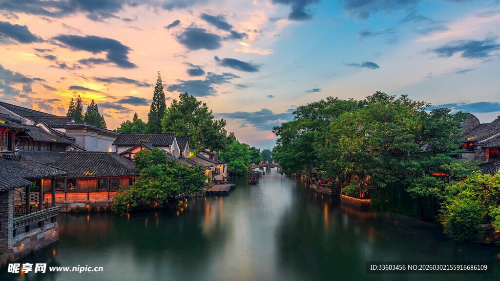 水乡黄昏美景