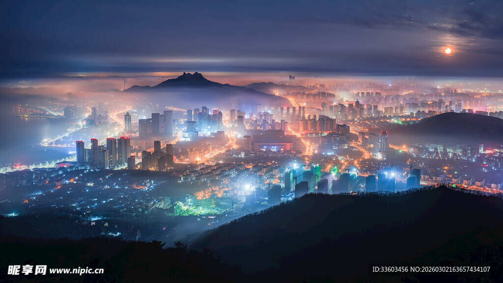 城市夜景全景俯瞰