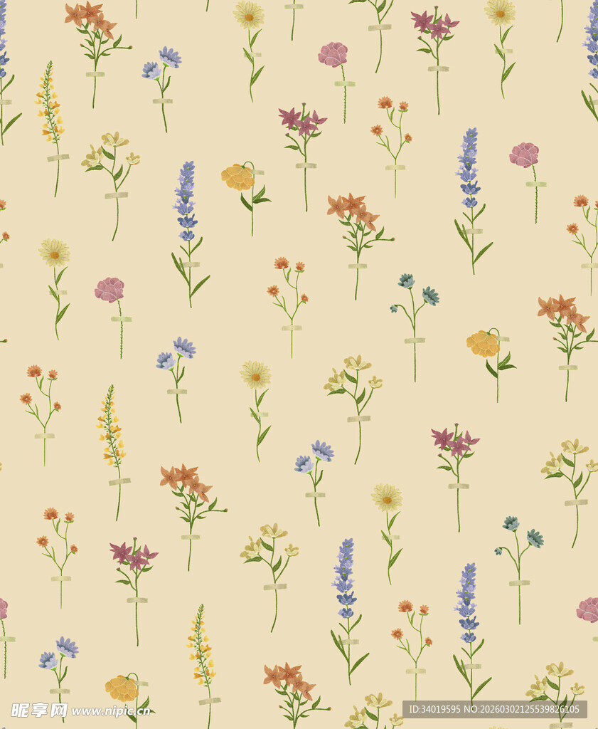 手绘花卉无缝图案背景