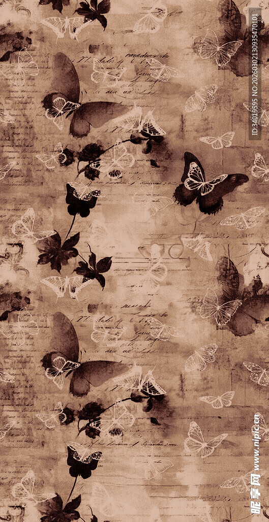 复古风蝴蝶图案纹理背景