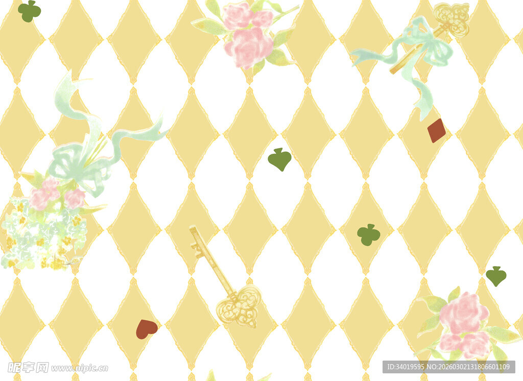 复古花卉几何图案背景