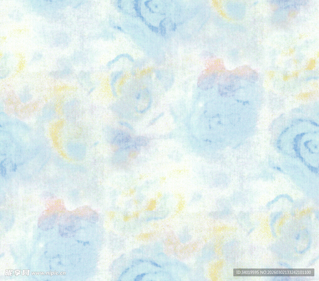 梦幻蓝白渐变云朵图案